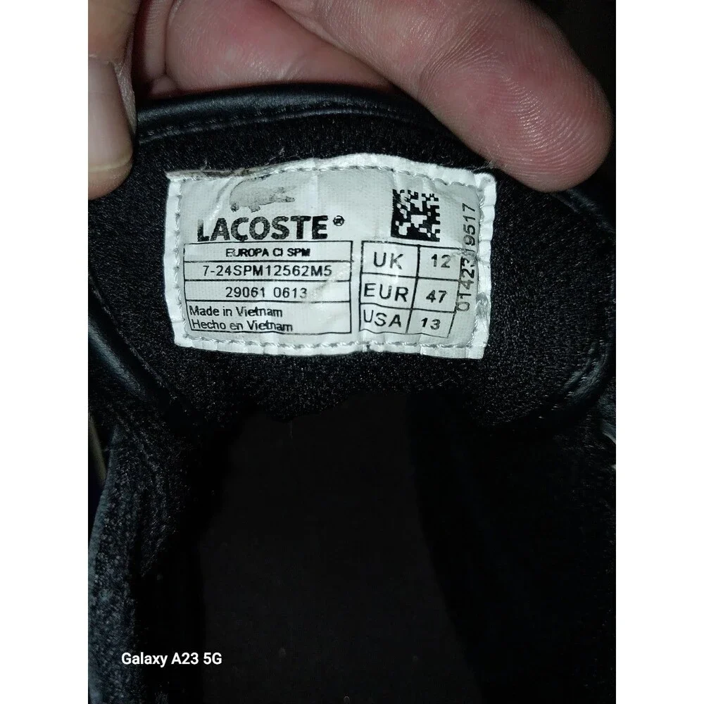 Lacoste Novas Ct Mens Sz 13 Black Leather Sneaker Shoes Low Top Lace Up